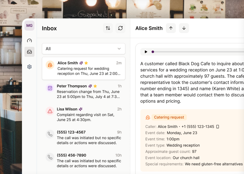 Inbox interface